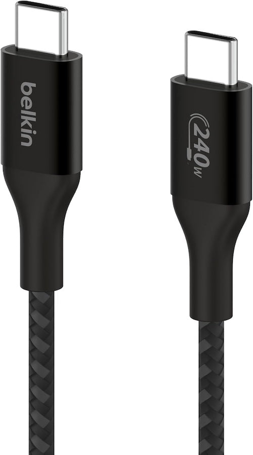 1M Belkin BoostCharge Braided USB-C to USB-C 240W Charge Cable 1742