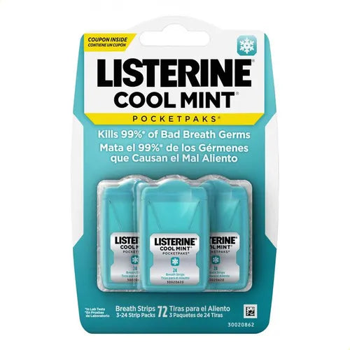 24 Strip Listerine Cool Mint PocketPaks Fresh Breath Strips 3-Pack 1731