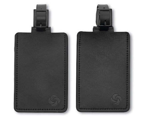 2 Pk Samsonite Leather Luggage ID Tag Black 1750