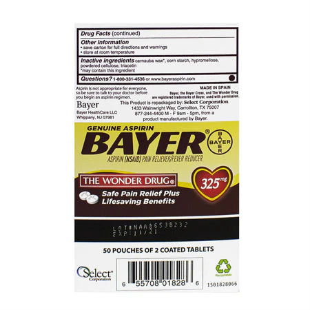 4 Ct Bayer Aspirin Travel Size 325mg 1722
